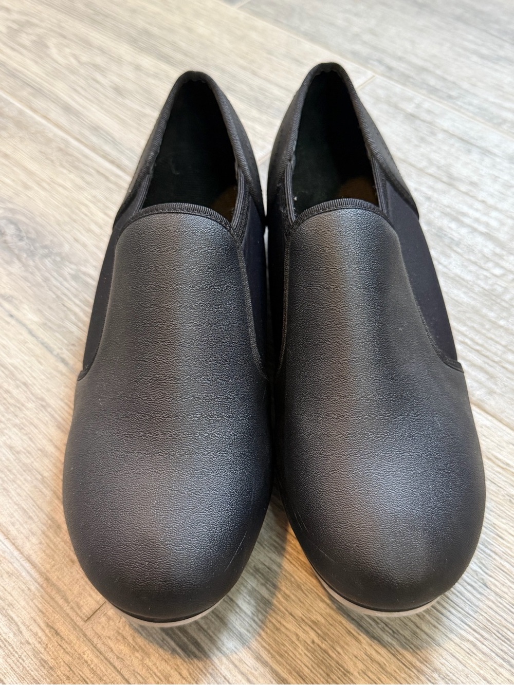 Black Unisex Slip-On Tap Shoes Dance Recital Big Kid Size 4.5